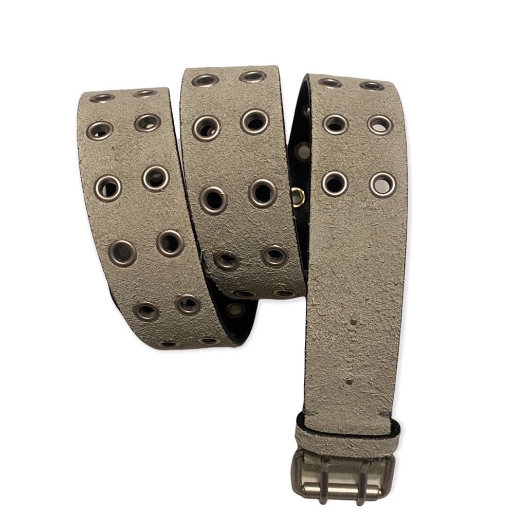 ALLSAINTS suede leather grommet belt